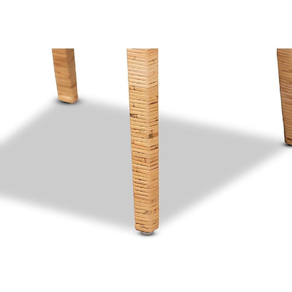 bali & pari Karis Modern and Contemporary Natural Finished Wood and Rattan Dining Chair WHI-Karis-Natural-DC