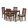 Baxton Studio Kasia Modern and Contemporary Grey Fabric Upholstered and Walnut Brown Finished Wood 5-Piece Dining Set