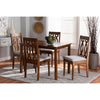 Baxton Studio Kasia Modern and Contemporary Grey Fabric Upholstered and Walnut Brown Finished Wood 5-Piece Dining Set
