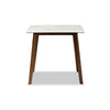 Baxton Studio Kaylee Mid-Century Modern Transitional Walnut Brown Finished Wood Dining Table with Faux Marble Tabletop