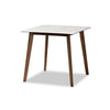 Baxton Studio Kaylee Mid-Century Modern Transitional Walnut Brown Finished Wood Dining Table with Faux Marble Tabletop