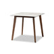 Baxton Studio Kaylee Mid-Century Modern Transitional Walnut Brown Finished Wood Dining Table with Faux Marble Tabletop