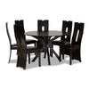 Baxton Studio Kenyon Modern and Contemporary Dark Brown Faux Leather Upholstered and Dark Brown Finished Wood 7-Piece Dining Set