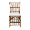 bali & pari Kim Modern Bohemian White Fabric and Natural Brown Rattan Dining Chair WHI-Kim-Natural-Rattan-DC