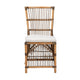 bali & pari Kim Modern Bohemian White Fabric and Natural Brown Rattan Dining Chair WHI-Kim-Natural-Rattan-DC