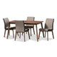 Baxton Studio Kimberly Mid-Century Modern Beige and Brown Fabric 5-Piece Dining Set WHI-Kimberly-Brown-5PC-Dining-Set