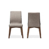 Baxton Studio Kimberly Mid-Century Modern Beige and Brown Fabric Dining Chair (Set of 2) WHI-Kimberly-Brown-Dark-Brown-DC
