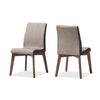 Baxton Studio Kimberly Mid-Century Modern Beige and Brown Fabric Dining Chair (Set of 2) WHI-Kimberly-Brown-Dark-Brown-DC