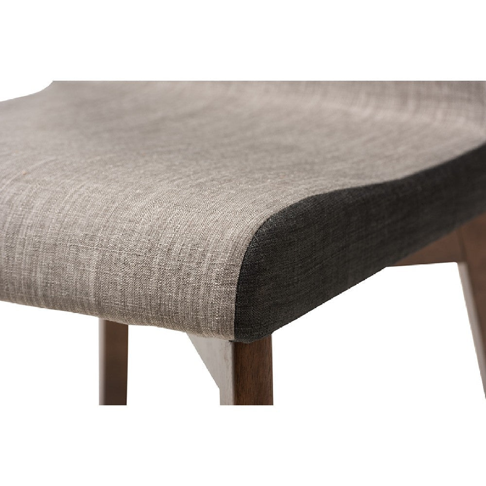 Baxton Studio Kimberly Mid-Century Modern Beige and Brown Fabric Dining Chair (Set of 2) WHI-Kimberly-Brown-Dark-Brown-DC