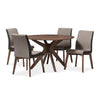 Baxton Studio Kimberly Mid-Century Modern Walnut Wood Round 5-Piece Dining Set WHI-Kimberly-Brown-Walnut-5PC-Dining-Set