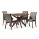 Baxton Studio Kimberly Mid-Century Modern Walnut Wood Round 5-Piece Dining Set WHI-Kimberly-Brown-Walnut-5PC-Dining-Set