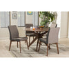 Baxton Studio Kimberly Mid-Century Modern Walnut Wood Round 5-Piece Dining Set WHI-Kimberly-Brown-Walnut-5PC-Dining-Set