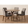 Baxton Studio Kimberly Mid-Century Modern Walnut Wood Round 5-Piece Dining Set WHI-Kimberly-Brown-Walnut-5PC-Dining-Set