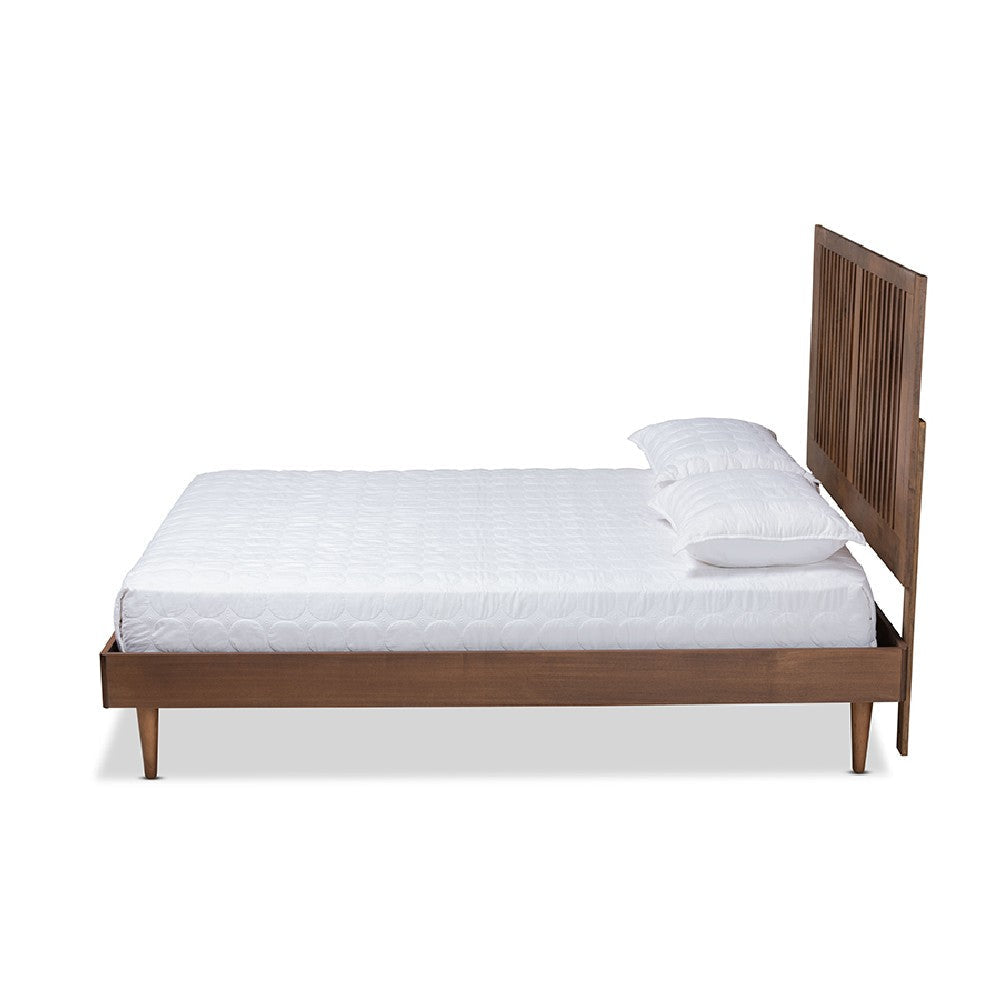 Baxton Studio Kioshi Mid-Century Modern Transitional Ash Walnut Finished Wood Full Size Platform Bed