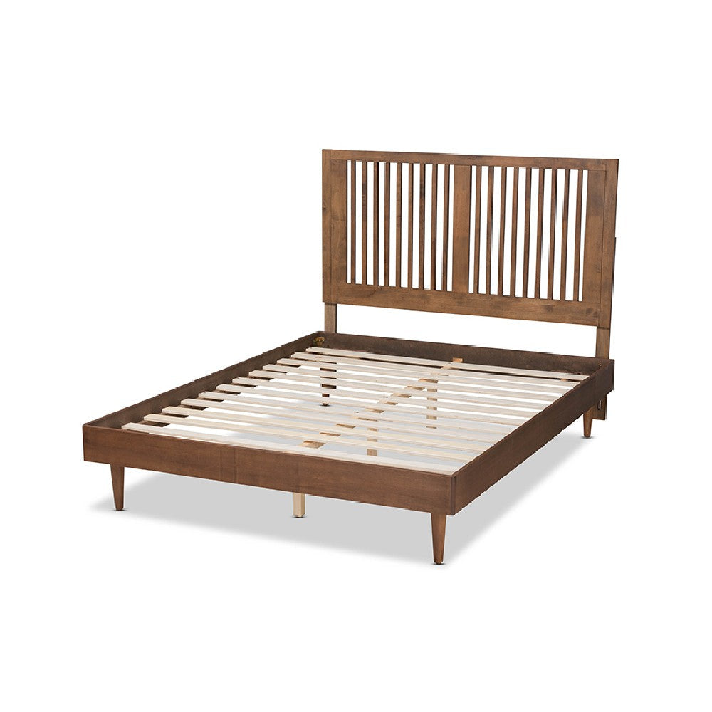 Baxton Studio Kioshi Mid-Century Modern Transitional Ash Walnut Finished Wood Full Size Platform Bed
