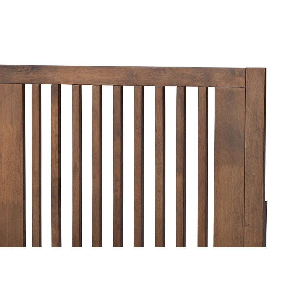 Baxton Studio Kioshi Mid-Century Modern Transitional Ash Walnut Finished Wood Queen Size Platform Bed