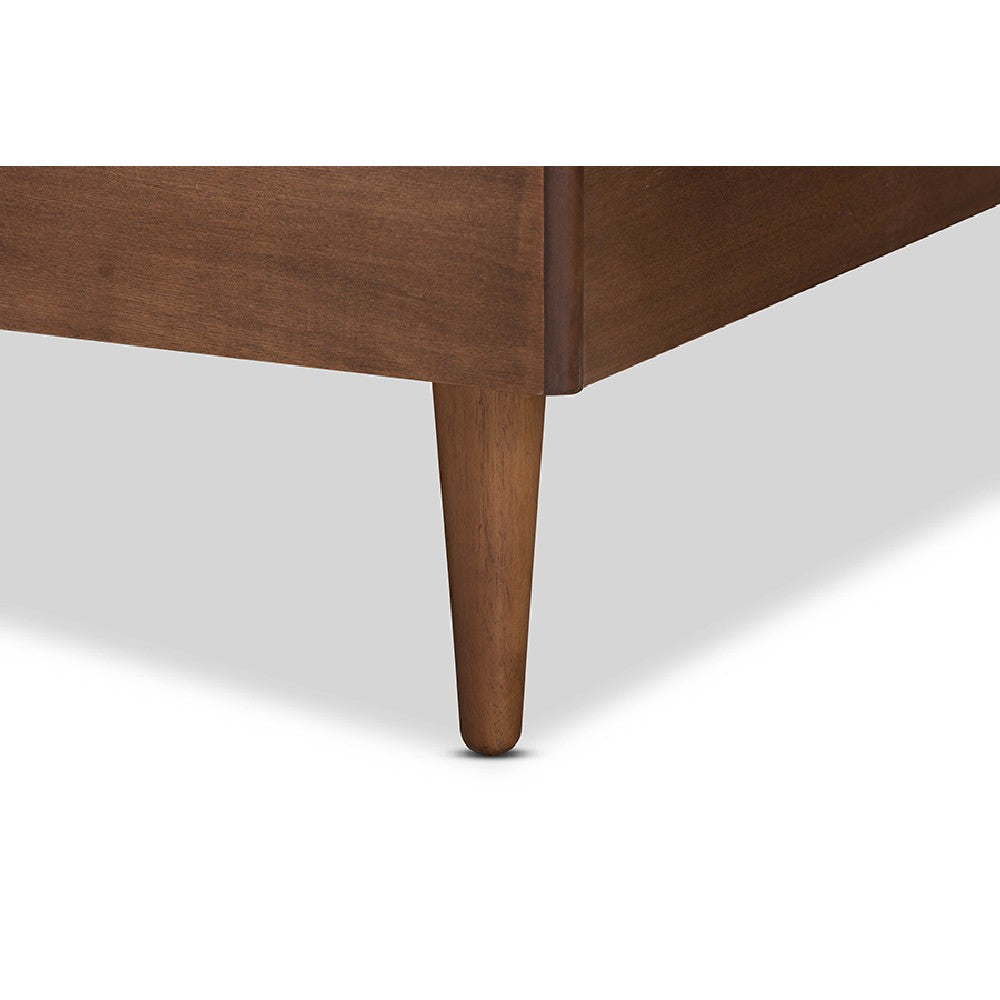 Baxton Studio Kioshi Mid-Century Modern Transitional Ash Walnut Finished Wood Queen Size Platform Bed