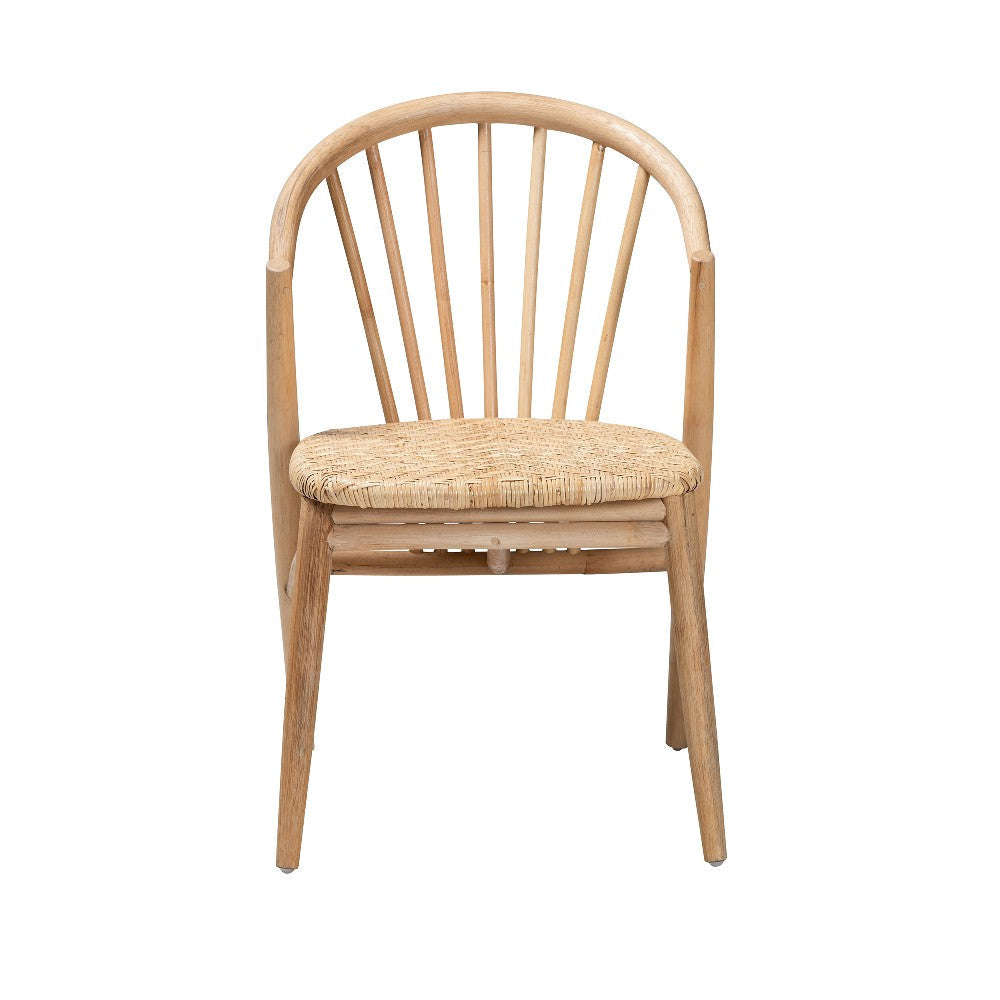 bali & pari Kobe Mid-Century Modern Natural Brown Finished Wood and Rattan Dining Chair WHI-Kobe-Natural-DC