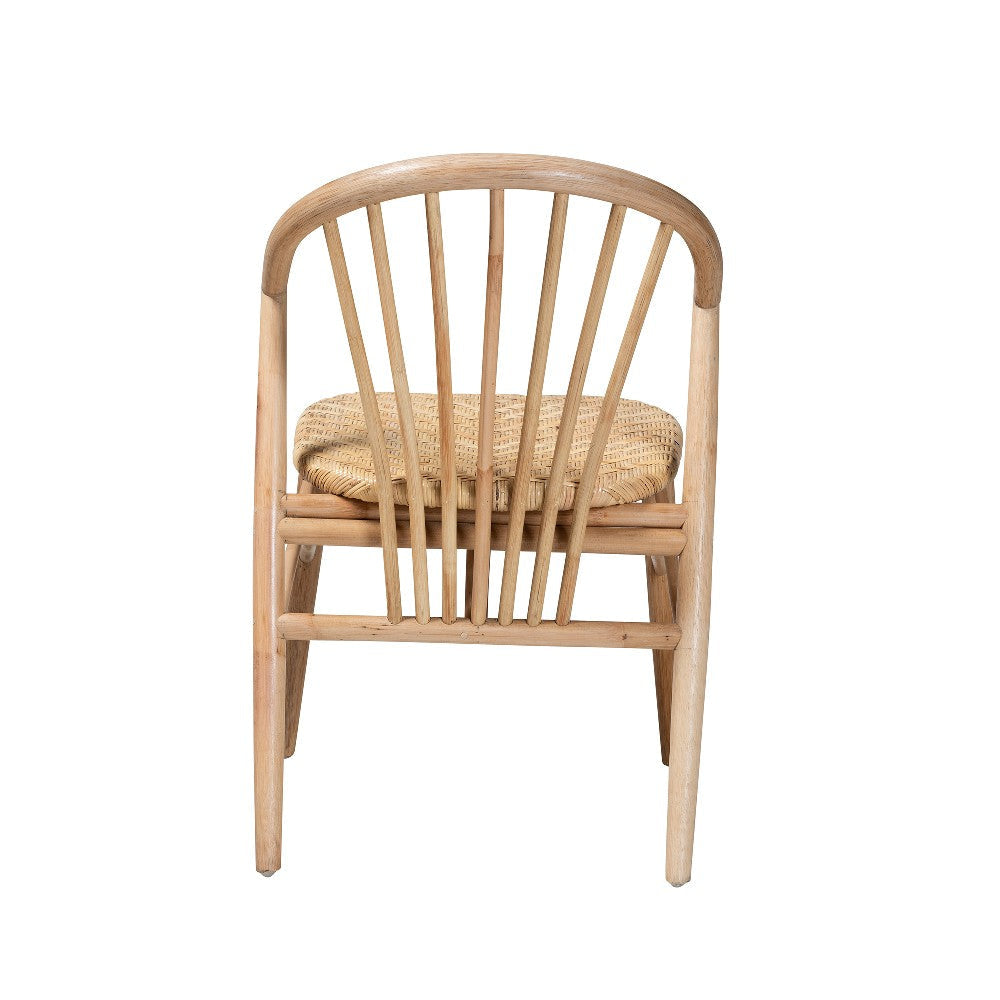 bali & pari Kobe Mid-Century Modern Natural Brown Finished Wood and Rattan Dining Chair WHI-Kobe-Natural-DC