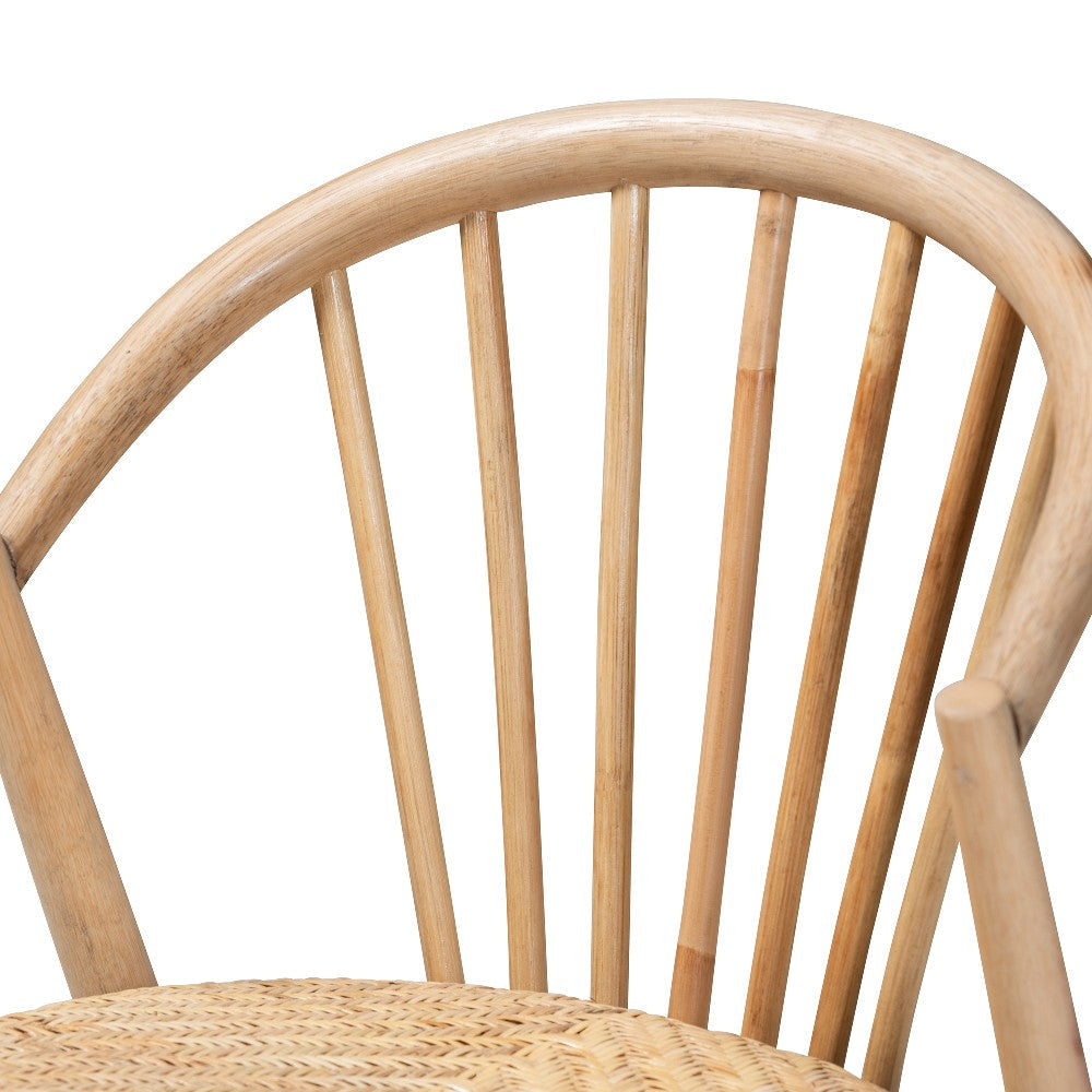 bali & pari Kobe Mid-Century Modern Natural Brown Finished Wood and Rattan Dining Chair WHI-Kobe-Natural-DC