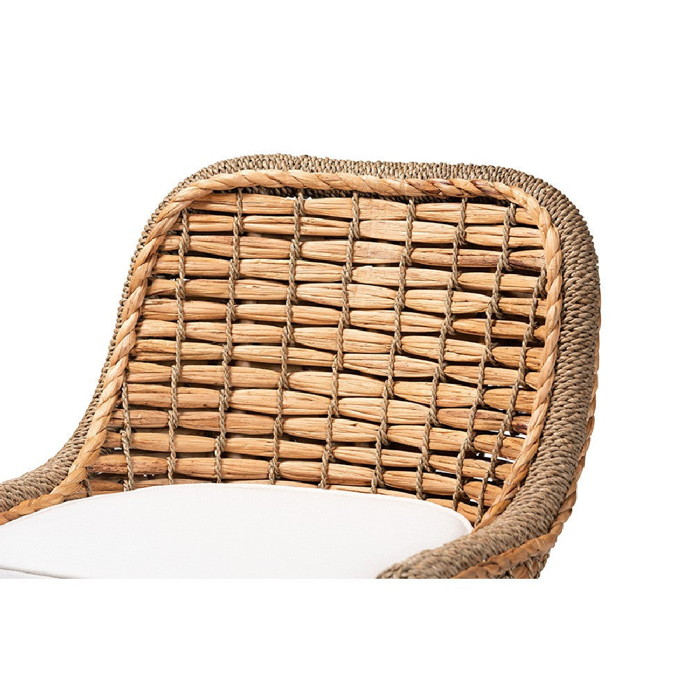 bali & pari Kyle Modern Bohemian Natural Brown Woven Rattan Counter Stool with Cushion WHI-Kyle-Rattan-CS