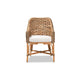bali & pari Kyle Modern Bohemian Natural Brown Woven Rattan Dining Arm Chair with Cushion WHI-Kyle-Rattan-DC-Arm