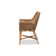 bali & pari Kyle Modern Bohemian Natural Brown Woven Rattan Dining Arm Chair with Cushion WHI-Kyle-Rattan-DC-Arm