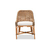 bali & pari Kyle Modern Bohemian Natural Brown Woven Rattan Dining Side Chair With Cushion WHI-Kyle-Rattan-DC-No-Arm