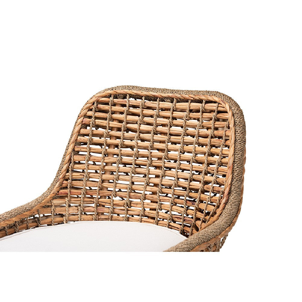 bali & pari Kyle Modern Bohemian Natural Brown Woven Rattan Dining Side Chair With Cushion WHI-Kyle-Rattan-DC-No-Arm