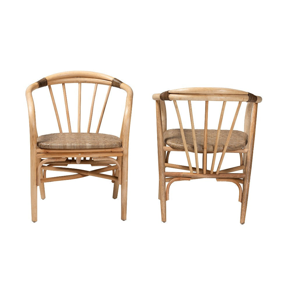 bali & pari Kyoto Modern Bohemian Natural Brown Rattan Dining Chair WHI-Kyoto-Natural-DC
