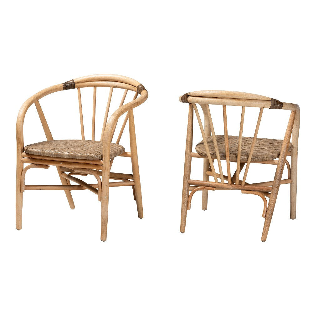 bali & pari Kyoto Modern Bohemian Natural Brown Rattan Dining Chair WHI-Kyoto-Natural-DC