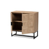 Baxton Studio Darien Modern and Contemporary Natural Brown Finished Wood and Black Metal 2-Door Storage Cabinet