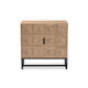 Baxton Studio Darien Modern and Contemporary Natural Brown Finished Wood and Black Metal 2-Door Storage Cabinet