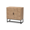 Baxton Studio Darien Modern and Contemporary Natural Brown Finished Wood and Black Metal 2-Door Storage Cabinet