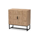 Baxton Studio Darien Modern and Contemporary Natural Brown Finished Wood and Black Metal 2-Door Storage Cabinet