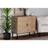 Baxton Studio Darien Modern and Contemporary Natural Brown Finished Wood and Black Metal 2-Door Storage Cabinet