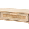 Baxton Studio Sebille Mid-Century Modern Light Brown Finished Wood 2-Drawer Console Table with Natural Rattan