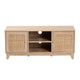 Baxton Studio Elsbeth Mid-Century Modern Light Brown Finished Wood and Natural Rattan 2-Door TV Stand WHI-LC22040702-Rattan-TV-Stand