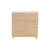 Baxton Studio Elsbeth Japandi Oak Brown Finished Wood and Natural Rattan 3-Drawer Storage Cabinet WHI-LC22040703-Rattan-3DW-Cabinet
