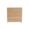 Baxton Studio Elsbeth Mid-Century Modern Oak Brown Finished Wood and Natural Rattan 5-Drawer Storage Cabinet