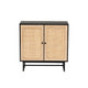 Baxton Studio Declan Mid-Century Modern Espresso Brown Finished Wood and Natural Rattan 2-Door Storage Cabinet