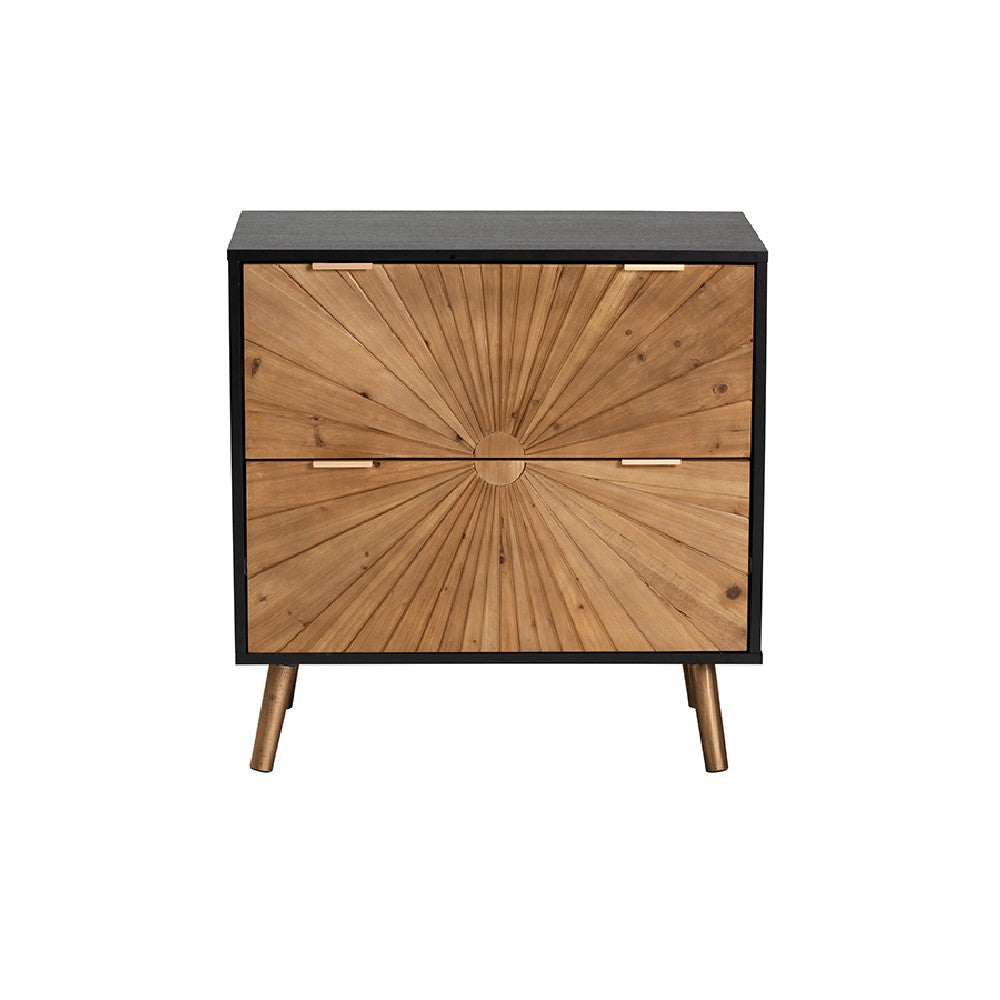 Baxton Studio Richardson Mid-Century Transitional Two-Tone Black and Natural Brown Finished Wood 2-Drawer Storage Cabinet