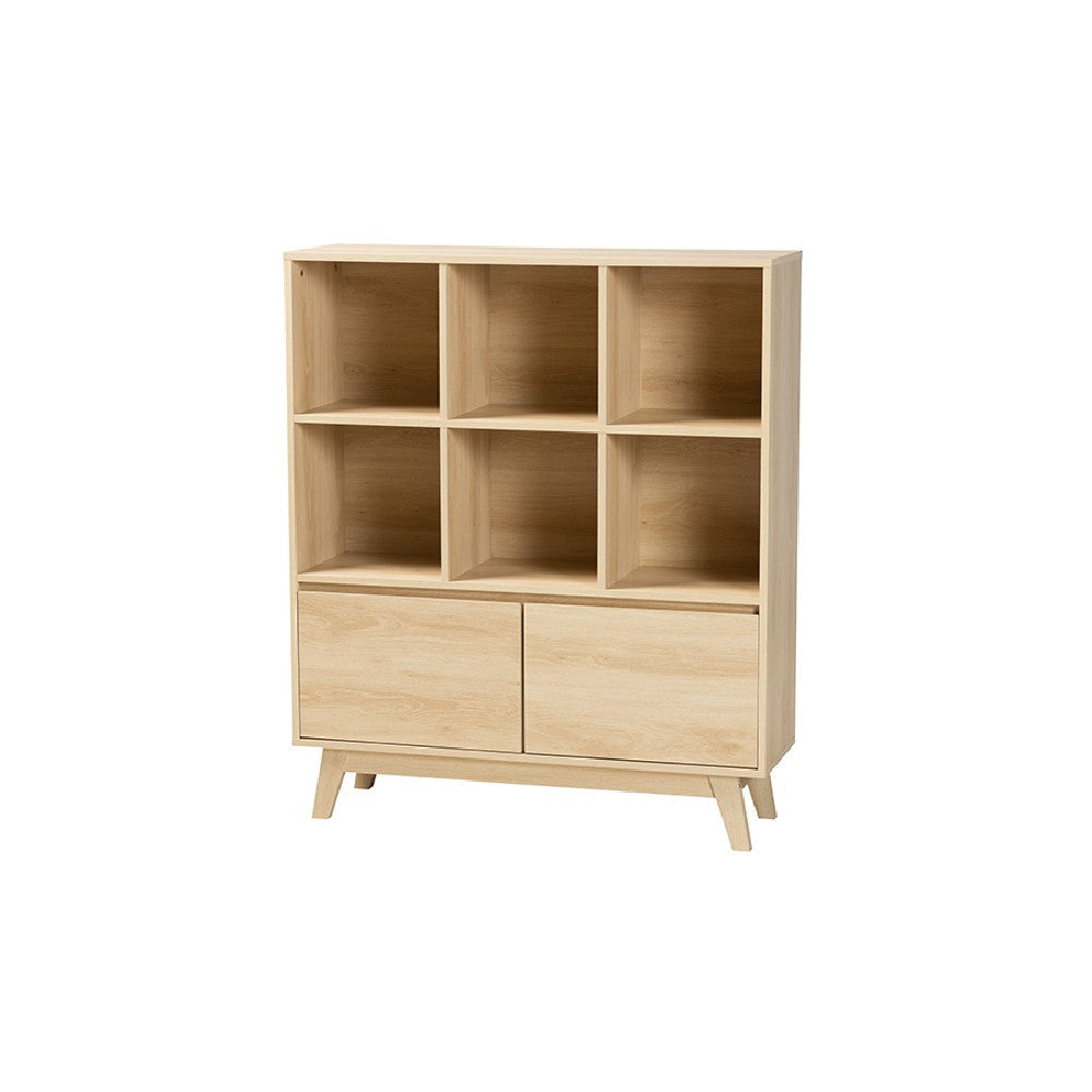 Baxton Studio Danina Japandi Oak Brown Finished Wood Bookshelf WHI-LCF20211236-Pine-Bookshelf