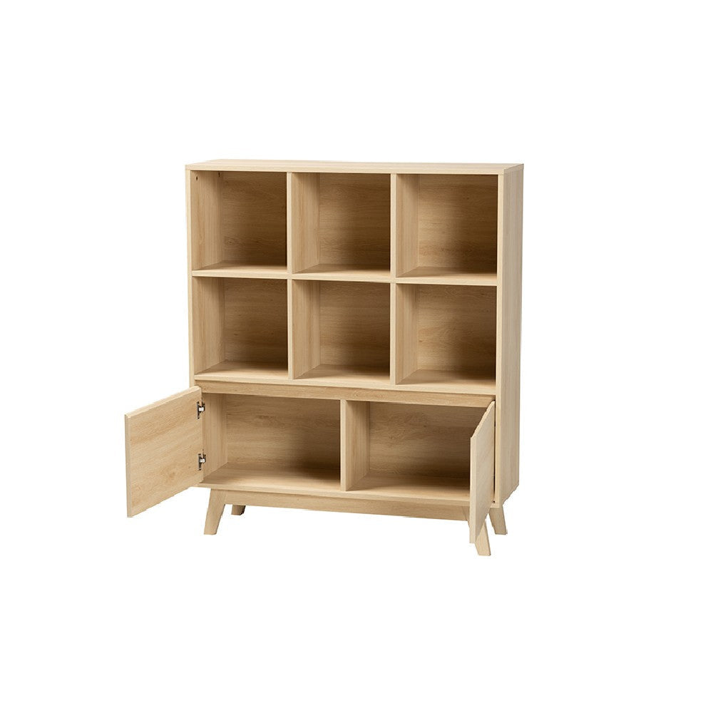 Baxton Studio Danina Japandi Oak Brown Finished Wood Bookshelf WHI-LCF20211236-Pine-Bookshelf