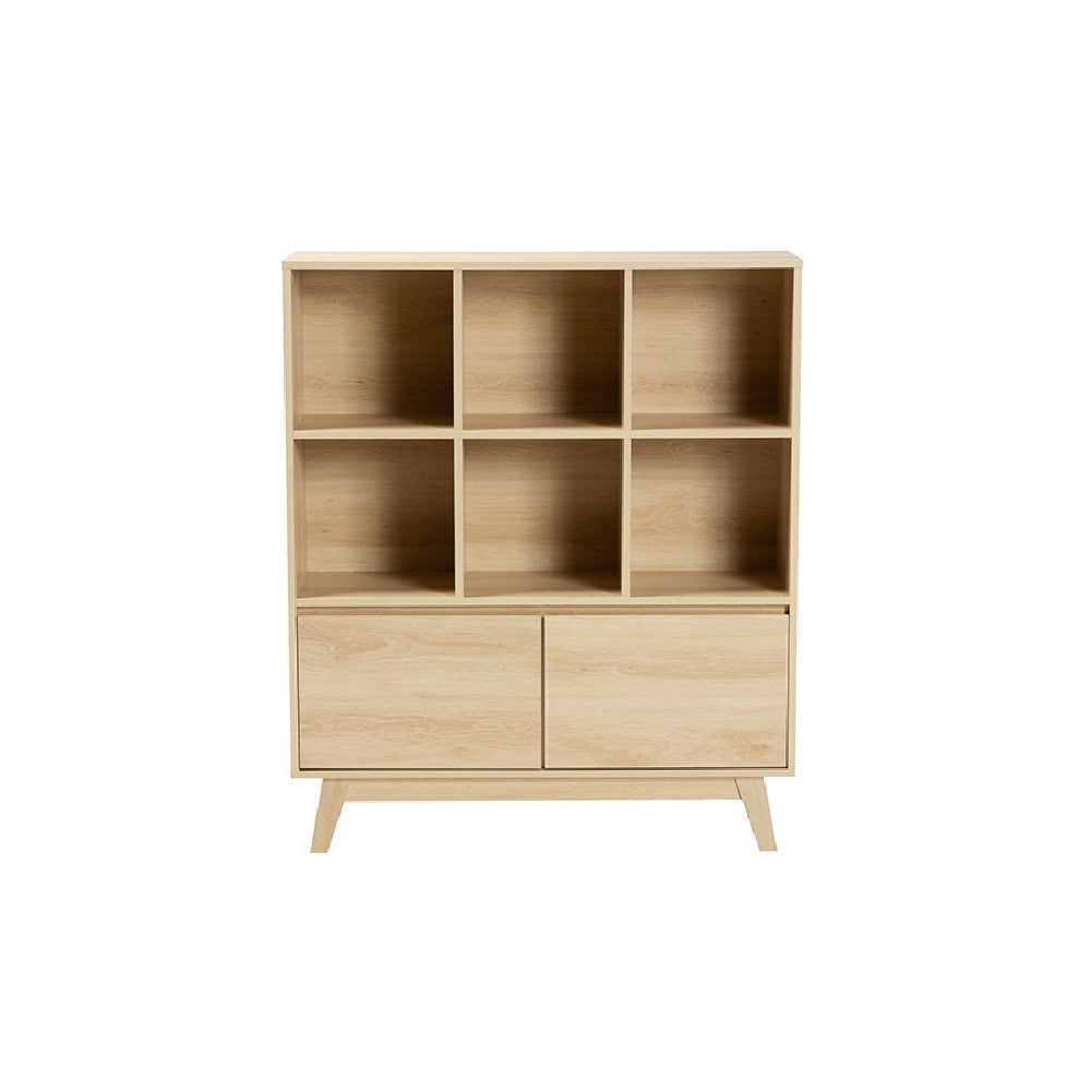 Baxton Studio Danina Japandi Oak Brown Finished Wood Bookshelf WHI-LCF20211236-Pine-Bookshelf