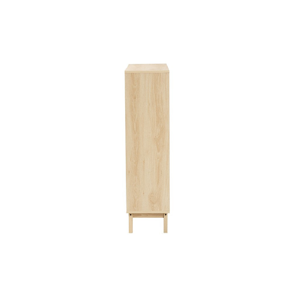 Baxton Studio Danina Japandi Oak Brown Finished Wood Bookshelf WHI-LCF20211236-Pine-Bookshelf