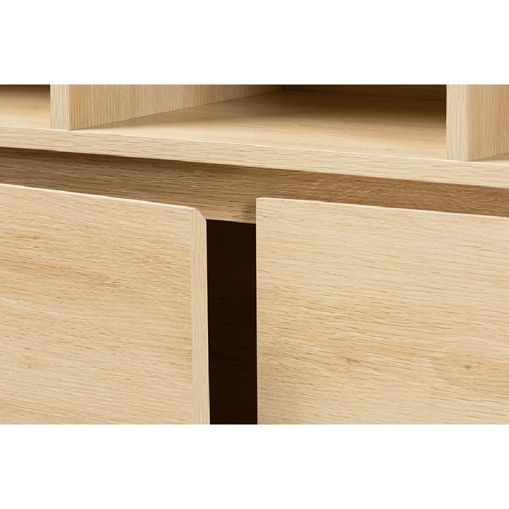 Baxton Studio Danina Japandi Oak Brown Finished Wood Bookshelf WHI-LCF20211236-Pine-Bookshelf