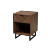 Baxton Studio Sadia Modern Walnut Brown Finished Wood and Black Metal 1-Drawer End Table WHI-LCF20211284-Walnut-ET