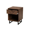 Baxton Studio Sadia Modern Walnut Brown Finished Wood and Black Metal 1-Drawer End Table WHI-LCF20211284-Walnut-ET
