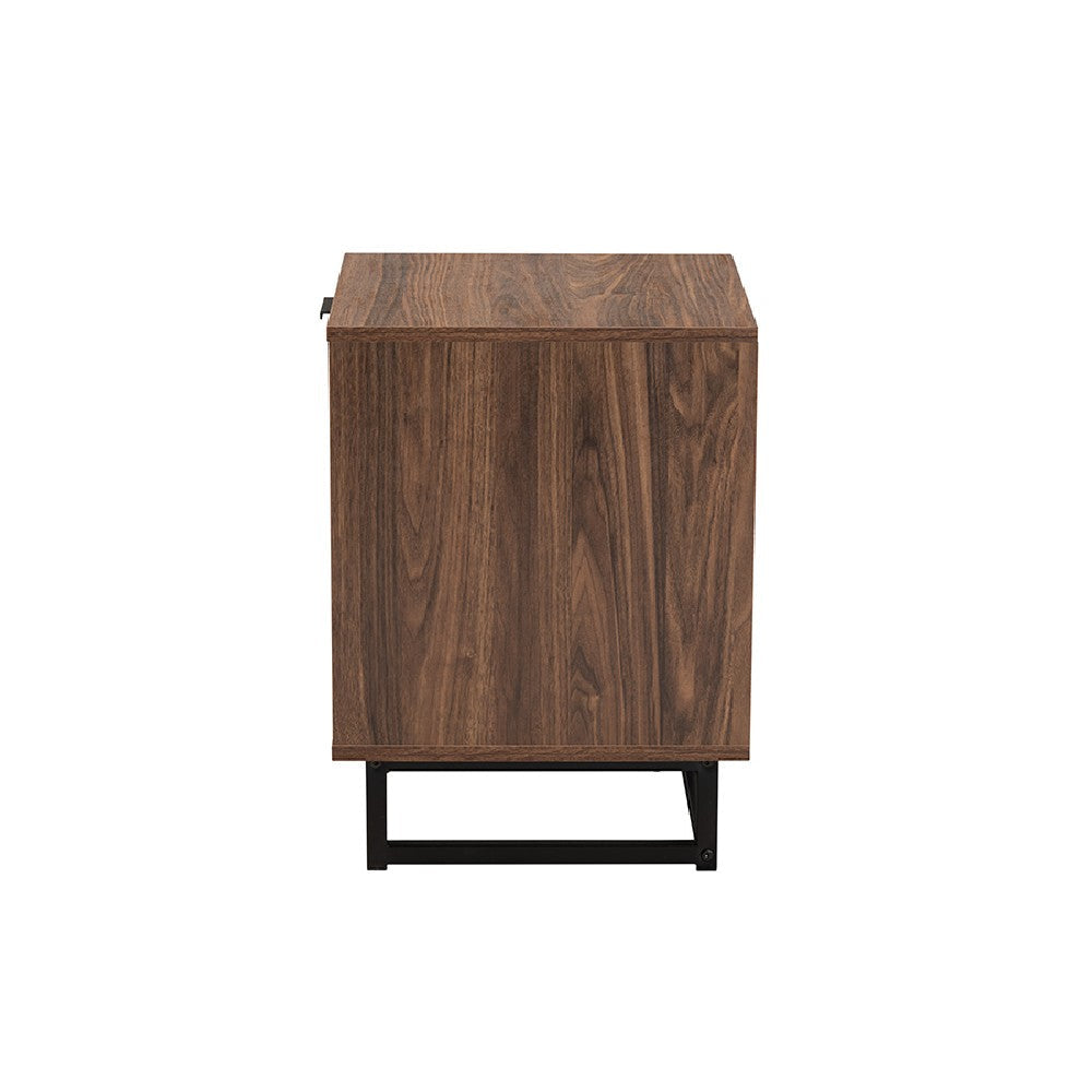 Baxton Studio Sadia Modern Walnut Brown Finished Wood and Black Metal 1-Drawer End Table WHI-LCF20211284-Walnut-ET